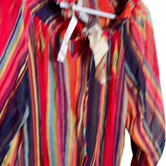 Rancho Estancia Blouse Women's XL Colorful Sheer Smocked Shirt Top Boho NWT - Picture 4 of 10